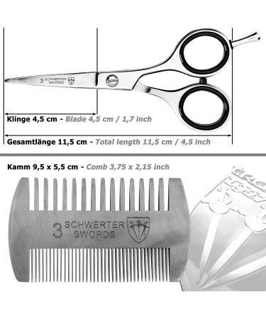 THREE SWORDS Stainless Steel Professional Beard Scissors & Comb Set - Perfect Grooming Tool for Men - Buy Online on GoSupps.com