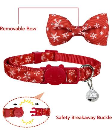 Pohshido 2 Pack Christmas Cat Collar with Removable Bow Tie and Bell - Winter Holiday Breakaway Safety Collar - Adjustable Size - Santa Claus & Snowflake Design - Buy Online on GoSupps.com