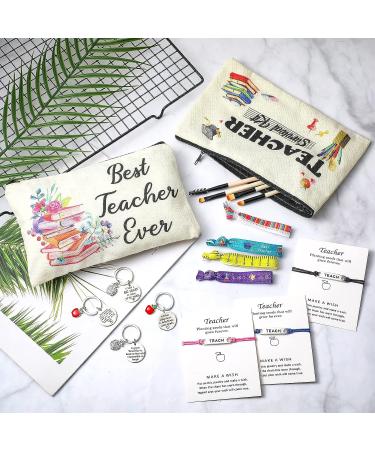 Teacher Appreciation Gift Set with Makeup Pouch, Hair Ties, Bracelets, and Keychain - 28 Pcs - Buy Online on GoSupps.com