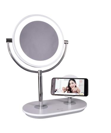 OttLite Wireless Charging LED Makeup Mirror - Illuminated Magnifying Light with USB Port