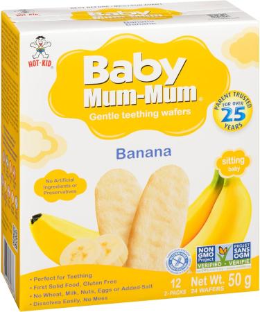 Hot-Kid Baby Mum-Mum Rice Rusks Banana Gluten Free Allergen Free Non-GMO Rice Teether Cookie for Teething Infants 50gms Pack of 24 - Buy Online on GoSupps.com