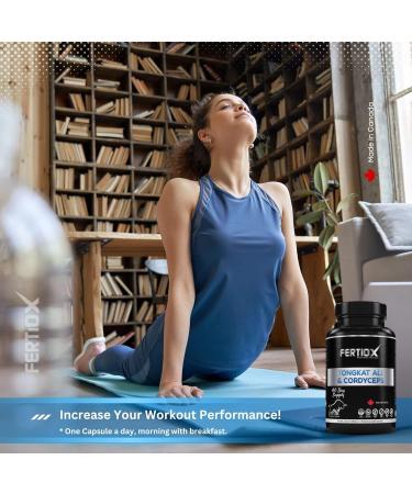 Fertiox Tongkat Ali and Cordyceps Supplement - Premium Raw Extract - 6000mg Tongkat Ali and 3000mg Cordyceps Equivalent I Energy Immunity Vitality Support for Men & Women pure extracted raw ingredients double action ageless max enhancing atp energy supple - Buy Online on GoSupps.com
