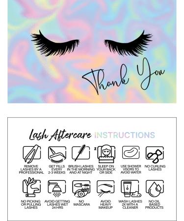 BRAWNA 50 pcs Lash Aftercare Cards, 3.5"x2" in, Lash Thank You Cards, Eyelash Extensions Supplies, Thank You Cards, Lash Loyalty Cards, Lash Extension Kit English 50