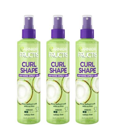 Garnier Fructis Style Curl Shape Defining Spray Gel for Curly Hair, 8.5 Fl Oz, Pack of 3 3 Count (Pack of 1) Curl Shape Spray Gel
