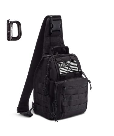 Mullet Dragon Tactical Sling Bag for Men Black EDC Small Backpack Molle Pack Shoulder Mini Concealed Military Carry One Strap Go Bag for Diaper Fishing Range Everyday Conceal