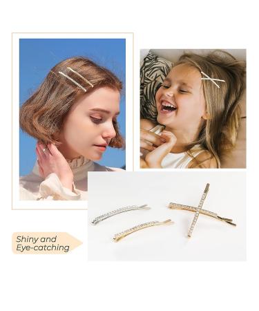 24 Pcs Gold Rhinestone Bobby Pins for Women - Fancy X Shaped Hair Clips for Wedding Bridal - Sparkling Hair Accessories - Buy Online on GoSupps.com