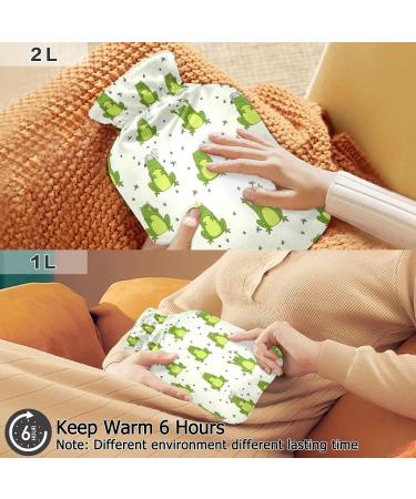 Oarencol Funny Frogs Hot Water Bottle - Green Animal Dragonfly Design | 1L Hot & Cold Compress - Buy Online on GoSupps.com