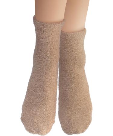 Earth Therapeutics Aloe Vera Socks - Infused with Aloe & Vitamin E for Dry Feet Cracked Heels - Tan Plaid (2 Pairs) - Best for Soft Skin & Moisturizing Care - Buy Online on GoSupps.com