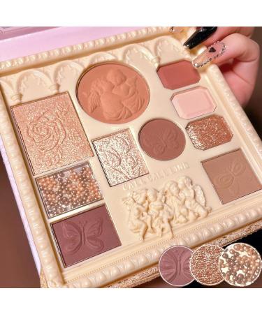 Embossed 10-Color Eyeshadow Palette: Matte & Glitter Shades, Blush & Highlighter - High Pigmented, Natural-Looking Makeup - Buy Online on GoSupps.com