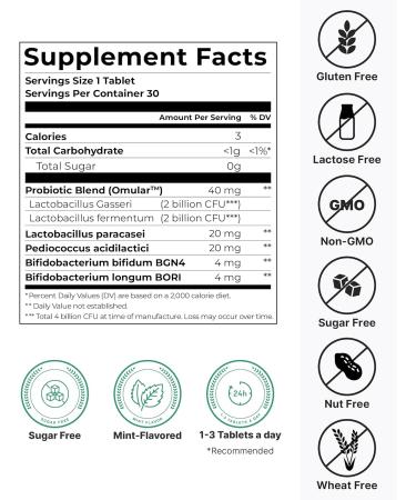 K-Nutra Dentifresh Green - Sugar Free Oral Probiotic Tablets for Bad Breath & Gum Health | 4 Billion CFU Mild Mint Flavor 30 Tablets - International Shipping Available - Buy Online on GoSupps.com