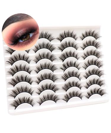 Ahrikiss False Lashes 14 Pairs Fluffy Eyelashes Pack Natural Look Faux Mink Eyelashes Wispy Strip Eye Lashes Multipack 14 Pairs-Cat Eye