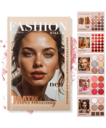 5-Layer Book-Style Foldable Makeup Palette Set | Portable & Long-Lasting | Contour Blush Highlight Eyeshadow Lipstick Professional 67 Shades Suitable for Multiple Skin Tones & Makeup Looks Cherry Smoke