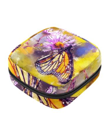 Storage bags for women teenagers girls butterfly flower pattern watercolor painting portable period pocket for women teenagers girls menstrual cup breastfeeding pillow holder