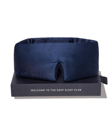 DROWSY Silk Sleep Mask. Face-Hugging  Padded Silk Cocoon for Luxury Sleep in Total Darkness. (Midnight Blue)