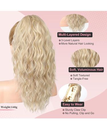 Brikabia 40cm Dark Ash Blonde Curly Ponytail Extension - Clip-In Hair Part with Bracket for Women - Buy Online on GoSupps.com