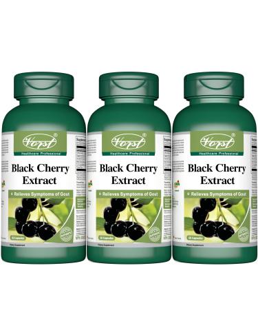 Black Cherry Extract 600mg 3 X 60 Capsules with Thyme Peppermint and Celery Gout Pain Relief Treatment Uric Acid Supplement | Tart Cherry Alternative | 3 Bottles 60 count (Pack of 3)