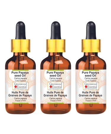 Greenwood essential natural meadow foam seed oil (Limnanthes Alba) with glass dripper natural therapeutic quality cold -pressed (pack of three) 100ml x 3 (10 oz)
