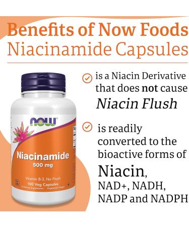 Now Foods Niacinamide 500mg - 100 Vegan Capsules | Lab-Tested Vitamin B3 | Gluten-Free, Soy-Free, Vegetarian - Buy Online on GoSupps.com
