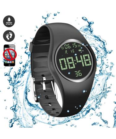 Simple Fitness Tracker Swim Waterproof No APP Need Step Counter Walking 3D Non-Bluetooth Walking Pedometer Watch with Vibration Alarm Clock/Calorie Burned/Distance/Alarm/Stopwatch for Kids Women Men Black - Buy Online on GoSupps.com