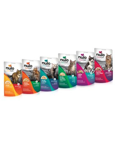 Nulo Freestyle Cat & Kitten Wet Cat Food Pouch, Premium All Natural Grain-Free Soft Cat Food Topper With Amino Acids For Heart Health And High Animal-Based Protein 2.8 Ounce (Pack of 6) Variety Pack