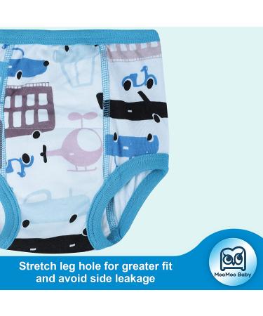 MooMoo Baby 4 Pack Training Underwear for Boys and Girls | Absorbent Toddler Potty Training Pants - Cotton Animal Print | 2T-6T Car Design | 3T Size - Buy Online on GoSupps.com