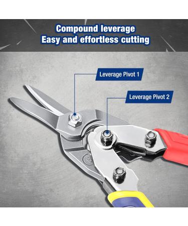 WORKPRO 10" Tin Snips Straight Cr-V Steel Aviation Snips Compound Snips for Cutting Aluminum & Metal Sheets or as Household Scissors - Buy Online on GoSupps.com