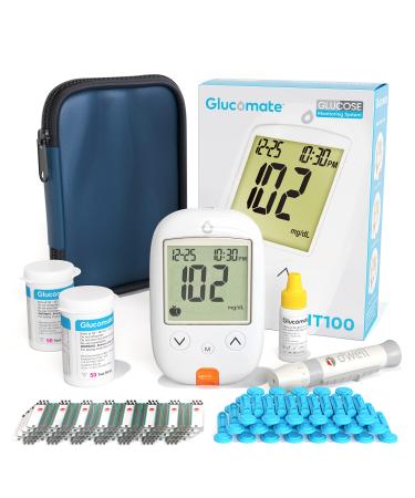 Glucose Monitor Kit - Blood Sugar Test Kit with Blood Glucose Test Strips & Lancets for Diabetes Testing | Glucomate Blood Glucose Monitor Kit includes 1 Blood Sugar Monitor  100 Diabetic Test Strips  100 30G Lancets  1 ...