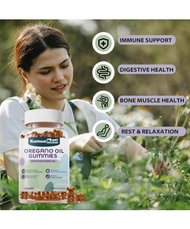 Oregano Oil Gummies with Black Seed Oil Oil of Oregano Supplements with Elderberry Olive Leaf Zinc Vitamin D3 & Vitamin E - Immune & Digestive Support - Vegan and Non GMO 60 Counts - Buy Online on GoSupps.com