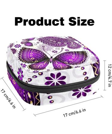 Stylish Menstruation Pad Bag with Zipper | Women's Napkin & Tampon Organizer | Floral Butterfly Design in Spring Violet & Gold - Buy Online on GoSupps.com