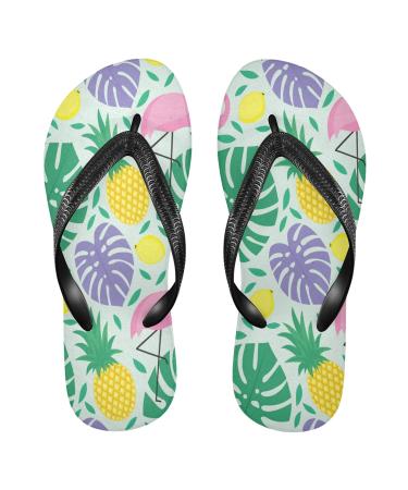 Mnsruu Tropical Palm Leaf ananas flamingo bird flip flops flip sandals home slippers hotel spa bedroom travel xl for men women