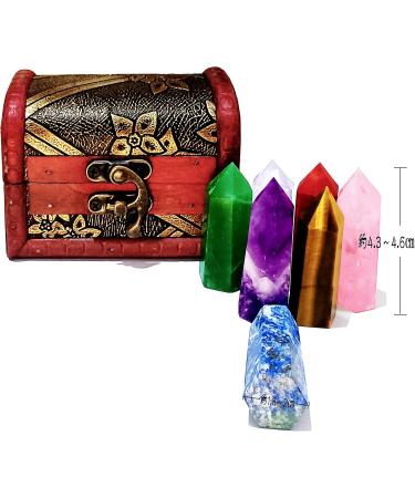 Natural Crystal Wands of 7 Chakras Healing Crystals Set Power Stone Gemstones Mineral Stone for Meditation Healing or Ritual Divination with Vintage Wooden Box Gift Kit (A Set) - Buy Online on GoSupps.com