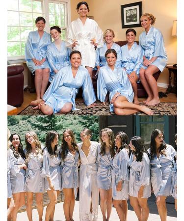 Women's Satin Silk Bathrobe - Oblique V-Neck Kimono Robe in Sky Blue | BESDEL - Buy Online on GoSupps.com