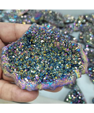 Crystal Rough Specimen Healed 1pcs Colorful Aura Quartz Crystal Cluster Electroplate Natural Stones and Minerals for Home Decor or Party Decora As a Gift (Size : 50-90g) - Buy Online on GoSupps.com