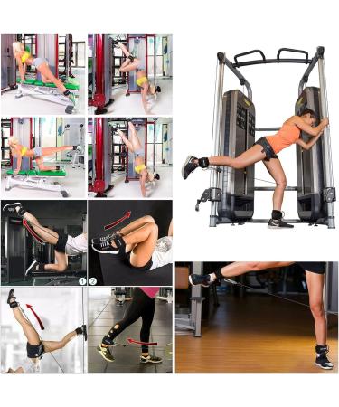 Foot Loops Cable Training Set - 2 Pieces with D-Rings & Carabiners | Fitness Foot Cuffs for Leg Extensions & Butt Training | Ideal for Men & Women - Black - Buy Online on GoSupps.com