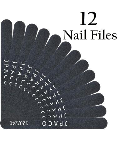 Nail Files 120 240 Grit - Double Sided Emery Board Black Washable Set (12 Pack) - Professional Manicure Tools for Natural, Acrylic, Poly, and Gel Nails by JPACO - Buy Online on GoSupps.com