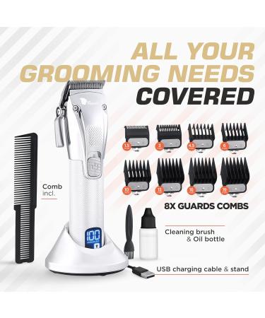Fagaci Professional Hair Clippers for Barbers - Turbo Cordless Precise Cutting Kit for Men - Maquina de Cortar Cabello in Silver - Buy Online on GoSupps.com