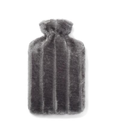 Brevian 2 Litre Large Hot Water Bottle with Soft Luxury Faux Fur Cover UK (Dark Grey Regular) Dark Grey Regular