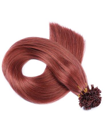 Keratin bonding - #1 4 - red - 40cm - 50 strands - 1g - 100% real hair hair extension U -tip Extensions Very high quality by Novon hair extension 50 strands / bonding - 40cm each 1g 50g