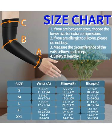 Lymphedema Compression Arm Sleeve for Men & Women | 20-30 mmHg Support for Arthritis Bursitis & Edema - Medium Black - Buy Online on GoSupps.com