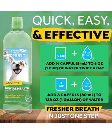 TropiClean Fresh Breath Oral Care Water Additive for Dogs - 33.8 fl oz - Dog Breath Freshener - Plaque & Tartar Defense - No Toothbrush Needed - Buy Online on GoSupps.com