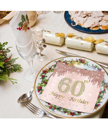 40 Pink Birthday Napkins - 60th Birthday Party Decor | 33x33cm Paper Napkins for Men Women & Girls - Buy Online on GoSupps.com