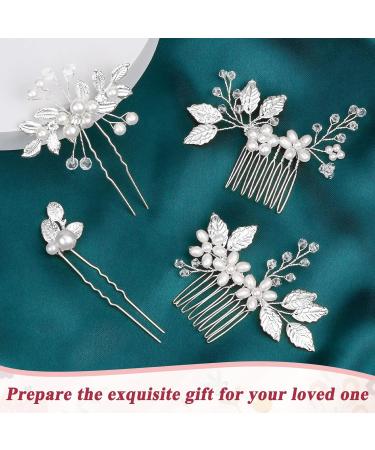 Kiiwah 4-Piece Wedding Hair Accessories - Pearl Flower Hairpins & Strass Bridal Jewelry for Brides and Communion Girls (Silver) - Buy Online on GoSupps.com