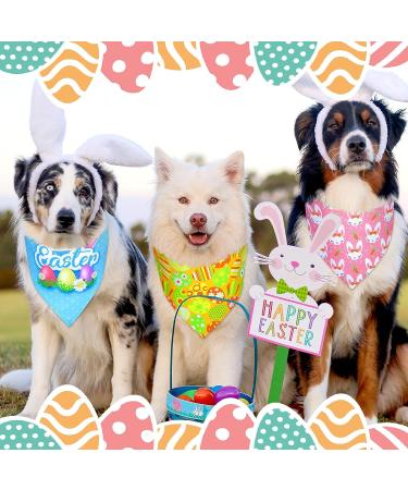 Easter Dog Bandana Set - 20 Pcs Washable Triangle Bibs for Dogs & Cats - Rabbit, Egg, Carrot Design - Adjustable & Washable Pet Scarfs - Easter Pet Accessories - Buy Online on GoSupps.com