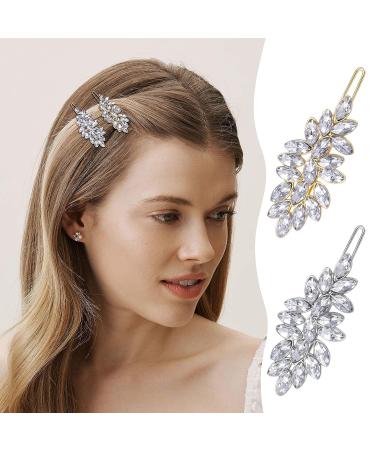 Cosmmap Rhinestone Hairpins Set - Geometric Crystal Clips for Women & Girls - Golden & Silver - Perfect Mother's Day Gift - Buy Online on GoSupps.com