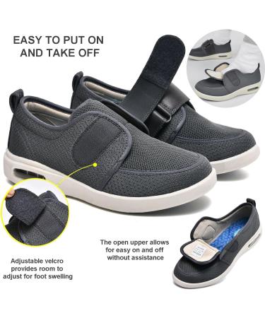 Diabetic Shoes for Women: Extra Wide Diabetic Slippers with Adjustable Closures - Breathable Mesh Walking Shoes for Edema - Size 6.5 - Buy Online on GoSupps.com