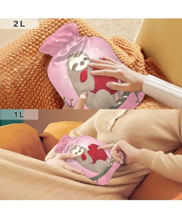 Sloth Heart Hot Water Bottle 2L - Large Heating Bag for Cramp Pain Relief | Cute Cover & International Shipping - Buy Online on GoSupps.com