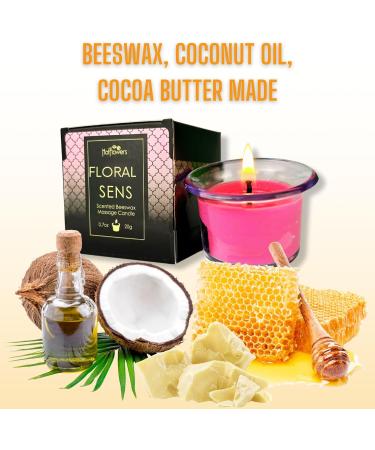 Floral Scented Beeswax Body Massage Candle Set - Low Heat Oil Warmer & Skin Safe Moisturizer - 3 x 0.7 oz | Hot Flowers - Buy Online on GoSupps.com