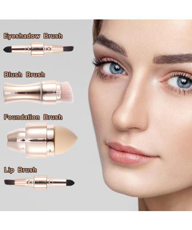 VOCOSTE 4 in 1 Portable Makeup Brush Set | Gold Tone Foundation Lip Eyeshadow & Blush Brushes | Ideal for Travel - Buy Online on GoSupps.com