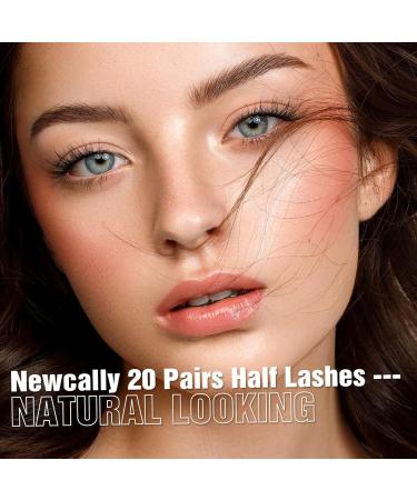 Newcally 3D Curl Half Lashes Pack - 20 Pairs | Fluffy Wispy Natural Look Strip Eyelashes for DIY Cat Eye Extensions - Buy Online on GoSupps.com