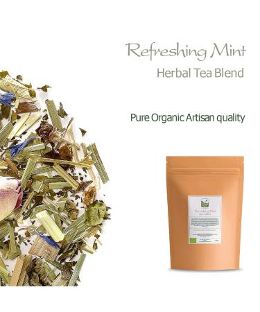 Organic Mint Lemongrass Herbal Tea - Loose Leaf Peppermint Blend with Spices - 200g Pack - Buy Online on GoSupps.com
